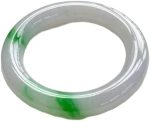 Internet Hot round Bar Floating Green Flower Jade Jade Bracelet Bright Green Thick Fat round Bar Jade Bracelet