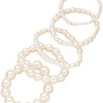 Layered Pearl Stretch Bracelets Set for Women Stackable Bracelets for Ladies Multi Layer costume Pearl Bracelet Wedding Bracelets for Bridesmai Brides Bridal Bracelet 5 Pcs