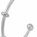 Stainless Steel Open Cuff Style Bea Charms Bangle Bracelet