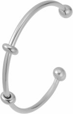 Stainless Steel Open Cuff Style Bea Charms Bangle Bracelet