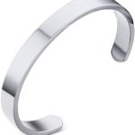 Personalized Cuff Bangle Bracelet : Polished Stainless Steel Various Inspirational Quote Bracelets Free Custom Engrave Name Mantra Text Minimalist Open Bangle Cuff for Men Women Girl Boy