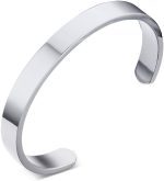 Personalized Cuff Bangle Bracelet : Polished Stainless Steel Various Inspirational Quote Bracelets Free Custom Engrave Name Mantra Text Minimalist Open Bangle Cuff for Men Women Girl Boy
