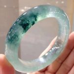 Ice-like Wide and Narrow Version Floating Flowers Jade Bracelet  Women's Bangle
