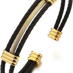 Men Women Stainless Steel Twisted Cable Adjustable Cuff Bangle Bracelet