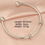 Stainless Steel Open Cuff Style Bea Charms Bangle Bracelet - Image 2