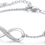 Infinity Heart Birthstone Charm Link Bracelet for Women 925 Sterling Silver Adjustable Mother's Day Gift Anniversary Birthday  for Wife Girlfriend Her
