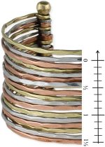 Hammered Bunch Mixed Metal Cuff Bracelet - One Size Fits Most - Image 2