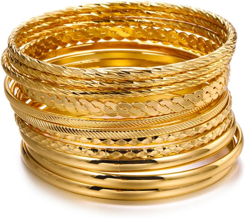 61UyMgmyAnL._AC_SL1000_.jpg 16Pcs Gold Bangle Bracelets for Women - Multi Layer Stackable Textured Bracelets Jewelrys Set. - Image 1