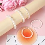 5 PCS Pearl Bracelets for Women, White Elegant Bridesmaid Bracelets Bridal Wedding Stackable Bracelets Faux Pearl Beaded Bracelets White Pearl Bracelet Set for Ladies - Image 2