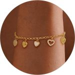 Charm Bracelets for Women, 14K Gold Plated Heart Bracelets for Women Non Tarnish Cute Dainty Charm Gold Bracelet Fashion Waterproof Chain Bracelet Gold