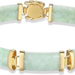 18k Yellow Gold Over Sterling Silver Jade Noodle Link Bracelet, 7.25"