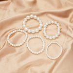 Layered Pearl Stretch Bracelets Set for Women Stackable Bracelets for Ladies Multi Layer costume Pearl Bracelet Wedding Bracelets for Bridesmai Brides Bridal Bracelet 5 Pcs - Image 2
