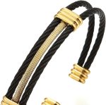 Men Women Stainless Steel Twisted Cable Adjustable Cuff Bangle Bracelet - Image 2