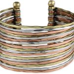 Hammered Bunch Mixed Metal Cuff Bracelet - One Size Fits Most