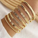 7Pcs Gold Bangle Bracelets Set for Women - Multi Layer Stackable Textured Bracelets  Cuff Bangles Jewelry Set - Image 2