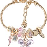 Charm Bracelets for teen girls exquisite cute cartoon frienhip bracelet Gold Stainless Steel Bangle birthday Gift box Adjustable little girls ki  holiday gifts