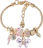 Charm Bracelets for teen girls exquisite cute cartoon frienhip bracelet Gold Stainless Steel Bangle birthday Gift box Adjustable little girls ki  holiday gifts