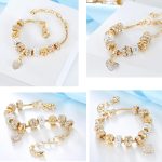 2 Pack Charm Bracelets Pink and Gold Heart Silver Plated Charm Bracelet, DIY  for Women Gifts, with , Crystal, Charms, Love and Adjustable Snake Chain, Fits 7.5"+1.5" - Image 2