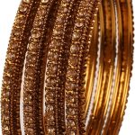 Rhinestones Grain Work  Thick Bangle Bracelets for Women in Antique Gold Or White Tone.