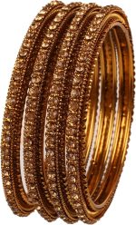 Rhinestones Grain Work  Thick Bangle Bracelets for Women in Antique Gold Or White Tone.