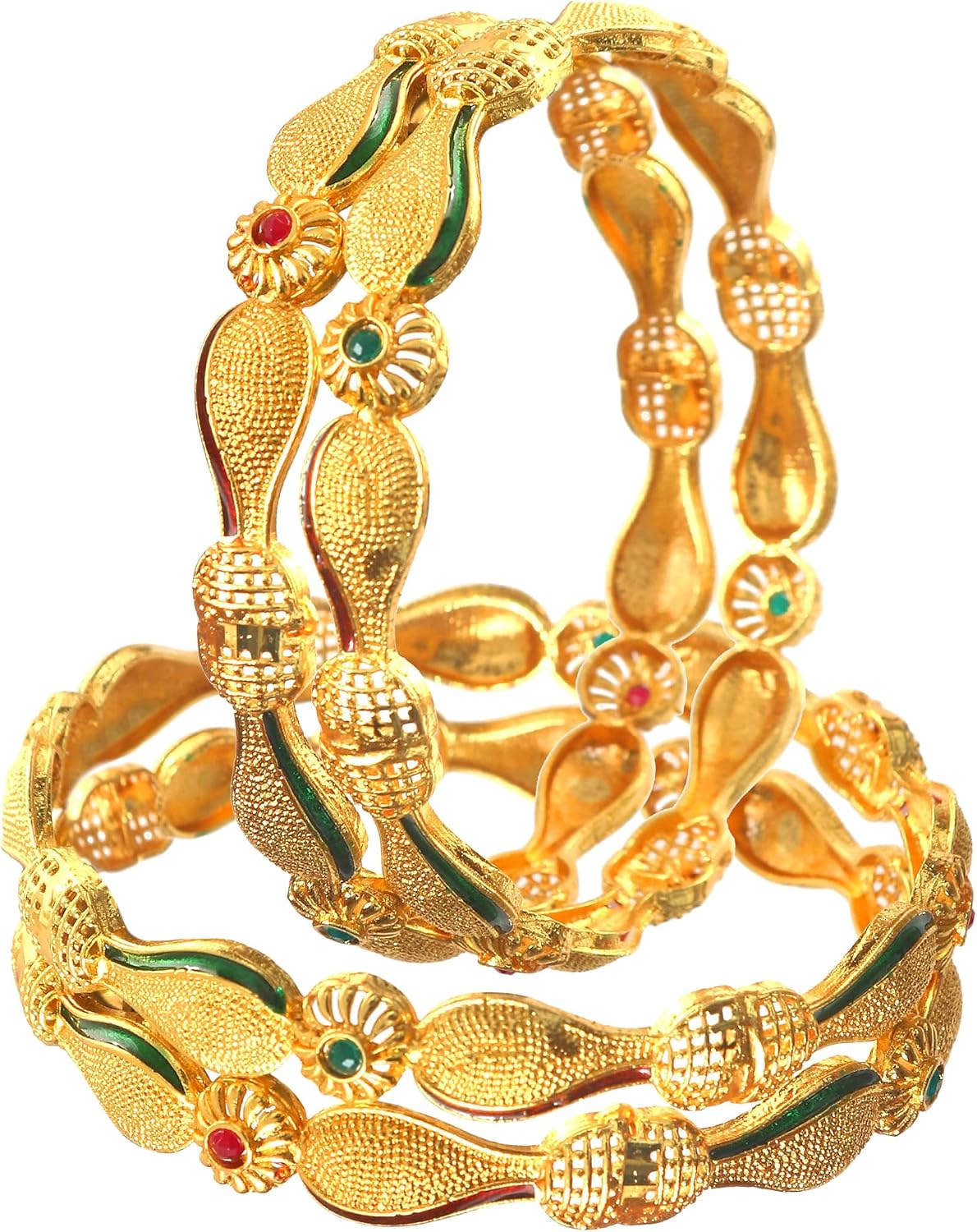 815YLx72qoL._AC_SL1500_.jpg Jewar Bangles i Handmade Meena Work Gold Plated Ad Traditional Jewelry gifting wedding party - Image 1