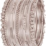 Rhinestones Grain Work  Thick Bangle Bracelets for Women in Antique Gold Or White Tone.