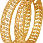 Rhinestones Grain Work  Thick Bangle Bracelets for Women in Antique Gold Or White Tone.
