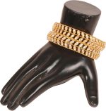 Rhinestones Grain Work  Thick Bangle Bracelets for Women in Antique Gold Or White Tone. - Image 2