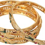 Golden Bangle Collection Beautifully Carved Conch Shell Inspired Thick  Bangle Bracelets. Set of 4. in Gold Tone for Women