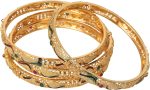 Golden Bangle Collection Beautifully Carved Conch Shell Inspired Thick  Bangle Bracelets. Set of 4. in Gold Tone for Women