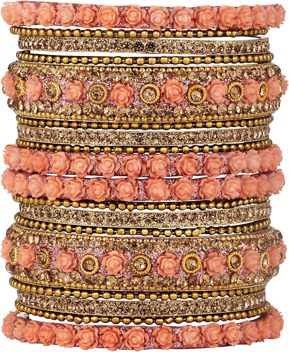 918db1LUpfL._AC_SL1500_.jpg Ethnic Metal Bangles Set Stone Studded Bangle Set Wedding Wear Fashion Jewelry Gift for Women Blue - Image 1