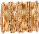 Rhinestones Grain Work  Thick Bangle Bracelets for Women in Antique Gold Or White Tone.