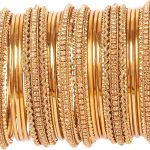 Rhinestones Grain Work  Thick Bangle Bracelets for Women in Antique Gold Or White Tone.