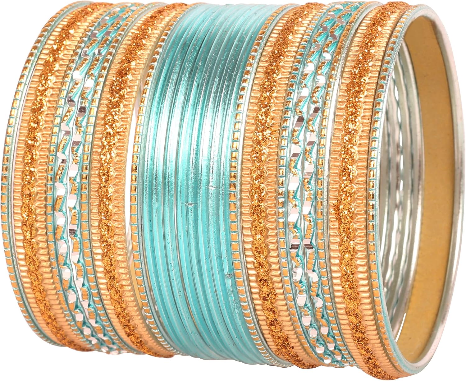 91rsBzPaIzL._AC_SL1500_.jpg Metal Bangles for Women Gold Alloy Bracelets 2 Dozen Bangle Collection Women's Jewelry Set Multi Stacking Wide Chunky Textured Golden Set of 24 in Gold or White Tone - Image 1
